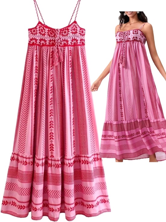 Unbranded Dresses & Skirts - Women Sz L Boho Maxi Dress Crochet Patchwork Sleeveless Long Flowy Swing Dress